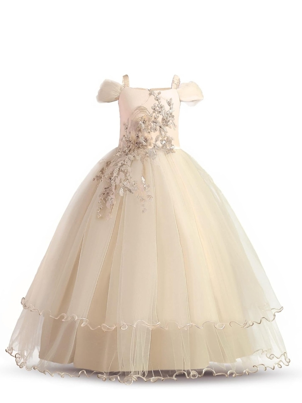 NNJXD Girls Off Shoulder Lace Princess Dress